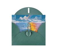 WHJSHOP Footprints on the Rainbow Prints Greeting Card - Premium Pearlescent Paper, Double Sided Pearl Effect, Love Buckle Pearl Paper Envelope