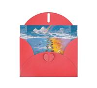 WHJSHOP Footprints on the Rainbow Prints Greeting Card - Premium Pearlescent Paper, Double Sided Pearl Effect, Love Buckle Pearl Paper Envelope