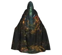WHJSHOP Forest Secret Realm Pattern Halloween Adult Hooded Cloak ensuring easy care and long-lasting use