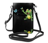 WHJSHOP Frog Chasing Butterfly Picture Small Leather Women'S Crossbody Flip Phone Bag, Waterproof And Durable