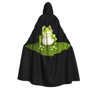 WHJSHOP frog on moss Printing Halloween Adult Hooded Cape Large Hooded Cloak with Bow Tie, No Zipper