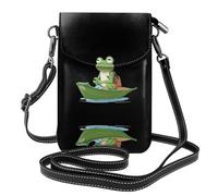 WHJSHOP Frog Tour Guide On A Boat Picture Small Leather Women'S Crossbody Flip Phone Bag, Waterproof And Durable