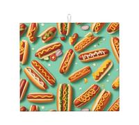 WHJSHOP Fun Food Hot Dogs Pattern Kitchen Absorbent pad, Super Absorbent Microfiber, Oversized Anti Slip