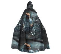 WHJSHOP Galaxy in a glass bottle Pattern Halloween Adult Hooded Cloak No Zipper, Comfortable & Durable for Role-Playing