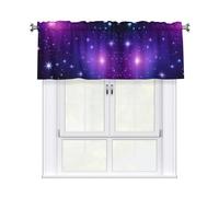 WHJSHOP Galaxy Starry Space Purple Starry Prints Bright & Cozy Kitchen Window Layer - 54x18 Inch Peach Skin Valance for a Welcoming Home