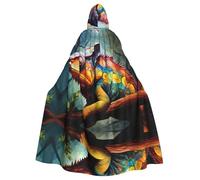WHJSHOP Geometric Chameleon Pattern Halloween Adult Hooded Cloak ensuring easy care and long-lasting use
