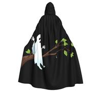 WHJSHOP Ghost on the branch Pattern Halloween Adult Hooded Cloak No Zipper, Comfortable & Durable for Role-Playing