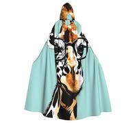 WHJSHOP Giraffe with glasses Pattern Halloween Adult Hooded Cloak is a super large, comfortable, and durable cloak
