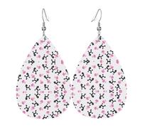 WHJSHOP girly pink perfume bottle and poodle Prints Dangle Leather Earrings - Chic Water Drop Drops for Festive Style & Everyday Sparkle