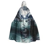 WHJSHOP Glacier Fjord, Alaska Pattern Halloween Adult Hooded Cloak is a super large, comfortable, and durable cloak