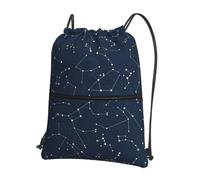 WHJSHOP Glow in The Dark Prints Drawstring Zipper Backpack - Lightweight Water-Resistant Gym Bag with Front Pocket & Interior Organizer for Travel, Yoga, & More