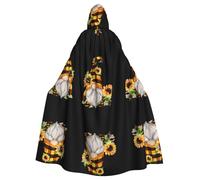 WHJSHOP Gnome Bee Yellow Floral Picture Halloween Adult Hooded Cape Cloak For Role-Playing, Stage Costumes, Parties Easy Care