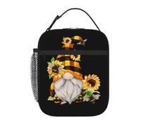 WHJSHOP Gnome Bee Yellow Floral Printing Portable Handheld Insulated Lunch Bag Suitable for Students to Work and Travel