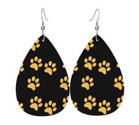 WHJSHOP Gold puppy paw Prints Dangle Leather Earrings - Chic Water Drop Drops for Festive Style & Everyday Sparkle