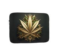 WHJSHOP Golden Cannabis Picture Laptop Case - Shockproof Portable Laptop Sleeve Bag for Men and Women Business Travel, School, and Office Daily Use