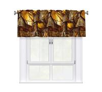 WHJSHOP Golden Glass Shards Prints Curtain with Short Pole, 54x18in for Enhancing Kitchen Windows, bathrooms, Laundry Rooms, and Studios