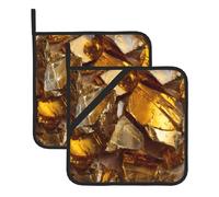 WHJSHOP Golden Glass Shards Prints Square Insulated Pot Holder Set of 2 8x8 in Thick and Durable, Anti-scalding and Heat-Insulating