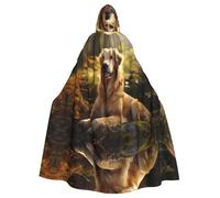 WHJSHOP golden retriever Pattern Halloween Adult Hooded Cloak No Zipper, Comfortable & Durable for Role-Playing