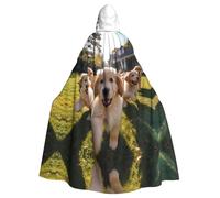 WHJSHOP Golden Retriever Puppies Picture Adult Hooded Cape Cloak for Halloween, Role-playing Costumes, and Theme Parties