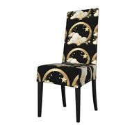 WHJSHOP Golden stars in the white clouds Pattern Protection Cover for Dining Chair - Soft, Comfortable, Wrinkle-Resistant Elastic Fits Most Armless Chairs
