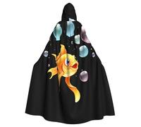WHJSHOP Goldfish blowing bubbles Pattern Halloween Adult Hooded Cloak is a super large, comfortable, and durable cloak