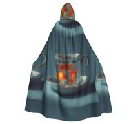 WHJSHOP Goldfish in a cup Picture Halloween Adult Hooded Cloak No Zipper, Comfortable & Durable for Role-Playing