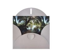 WHJSHOP Goldfish under the willow tree Prints Greeting Card - Premium Pearlescent Paper, Double Sided Pearl Effect, Love Buckle Pearl Paper Envelope