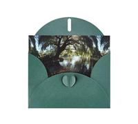 WHJSHOP Goldfish under the willow tree Prints Greeting Card - Premium Pearlescent Paper, Double Sided Pearl Effect, Love Buckle Pearl Paper Envelope