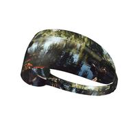 WHJSHOP Goldfish Under The Willow Tree Prints Sports Headband for Women Sweat Proof Bandeau Summer Elastic Band