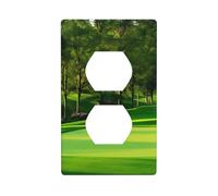 WHJSHOP Golf Course Lawn Picture Double Socket Wall Panel Electrical Socket Cover Plate Shatter Decoration Durable 4.5x2.76in