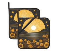 WHJSHOP Goodlooking Hello Sunshine Pattern Square Insulated Pot Mat 2 Pieces Featuring a Convenient Side Hanging Rope for Easy Storage