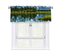WHJSHOP Grand Teton National Park Printing Short Curtains with Valance Rod 54x18in, Light Filtering, Easy Installation for Kitchen, Bathroom, Laundry Room, Studio