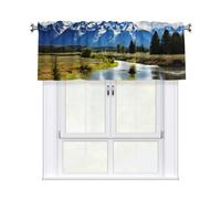 WHJSHOP Grand Teton National Park Printing Short Curtains with Valance Rod 54x18in, Light Filtering, Easy Installation for Kitchen, Bathroom, Laundry Room, Studio