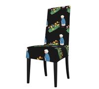 WHJSHOP Grandma looking at the sea of flowers Pattern Protection Cover for Dining Chair - Soft, Comfortable, Wrinkle-Resistant Elastic Fits Most Armless Chairs