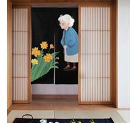 WHJSHOP Grandma looking at the sea of flowers Picture Door curtain partition splicing privacy protection suitable for kitchen, bathroom, room 34x56in