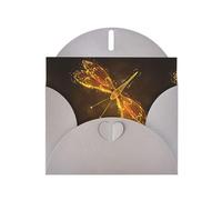 WHJSHOP Gray Greeting Card Abstract yellow Dragonfly Pattern 4x6in for Christmas, children's birthdays, Valentine's Day, wedding anniversaries, and party invitations