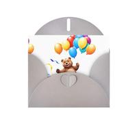 WHJSHOP Gray Greeting Card Bear chasing balloons Printing Perfect for Valentine's Day, Wedding Anniversary & Party Invitations