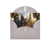 WHJSHOP Gray Greeting Card Cabin in the forest Printing Perfect for Valentine's Day, Wedding Anniversary & Party Invitations