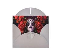 WHJSHOP Gray Greeting Card Day Of The Dead Sugar Roses Skull Pattern 4x6in for Christmas, children's birthdays, Valentine's Day, wedding anniversaries, and party invitations