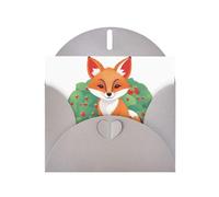 WHJSHOP Gray Greeting Card Fox in the Strawberry Field Printing Perfect for Valentine's Day, Wedding Anniversary & Party Invitations