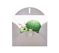 WHJSHOP Gray Greeting Card Friendly little turtle and rabbit Printing Perfect for Valentine's Day, Wedding Anniversary & Party Invitations