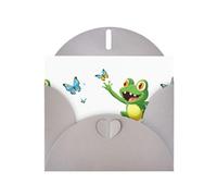WHJSHOP Gray Greeting Card Frog chasing butterfly Printing Perfect for Valentine's Day, Wedding Anniversary & Party Invitations
