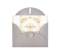 WHJSHOP Gray Greeting Card Golden flowers in the flower Printing Perfect for Valentine's Day, Wedding Anniversary & Party Invitations