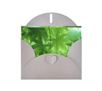 WHJSHOP Gray Greeting Card Green Leaf Nature Pattern 4x6in for Christmas, children's birthdays, Valentine's Day, wedding anniversaries, and party invitations