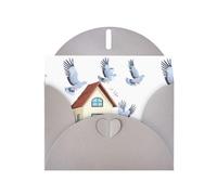 WHJSHOP Gray Greeting Card Pigeons on the house Printing Perfect for Valentine's Day, Wedding Anniversary & Party Invitations