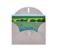 WHJSHOP Gray Greeting Card Texas Bluebonnets Scenery Pattern 4x6in for Christmas, children's birthdays, Valentine's Day, wedding anniversaries, and party invitations