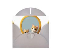 WHJSHOP Gray Greeting Card The little cat in the mirror Printing Perfect for Valentine's Day, Wedding Anniversary & Party Invitations