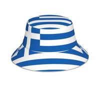 WHJSHOP Greek Flag Printed Reflective Bucket Hat Men's and Women's Casual Outdoor Black