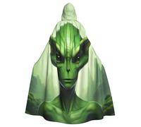 WHJSHOP Green alien Prints Adult Hooded Cape Cloak for Halloween, Role-Playing, and Costume Parties
