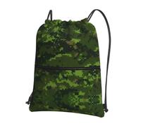WHJSHOP Green Army Digital Camouflage Prints Drawstring Zipper Backpack - Lightweight, Waterproof Gym Bag for Travel, Yoga, and Everyday Adventures